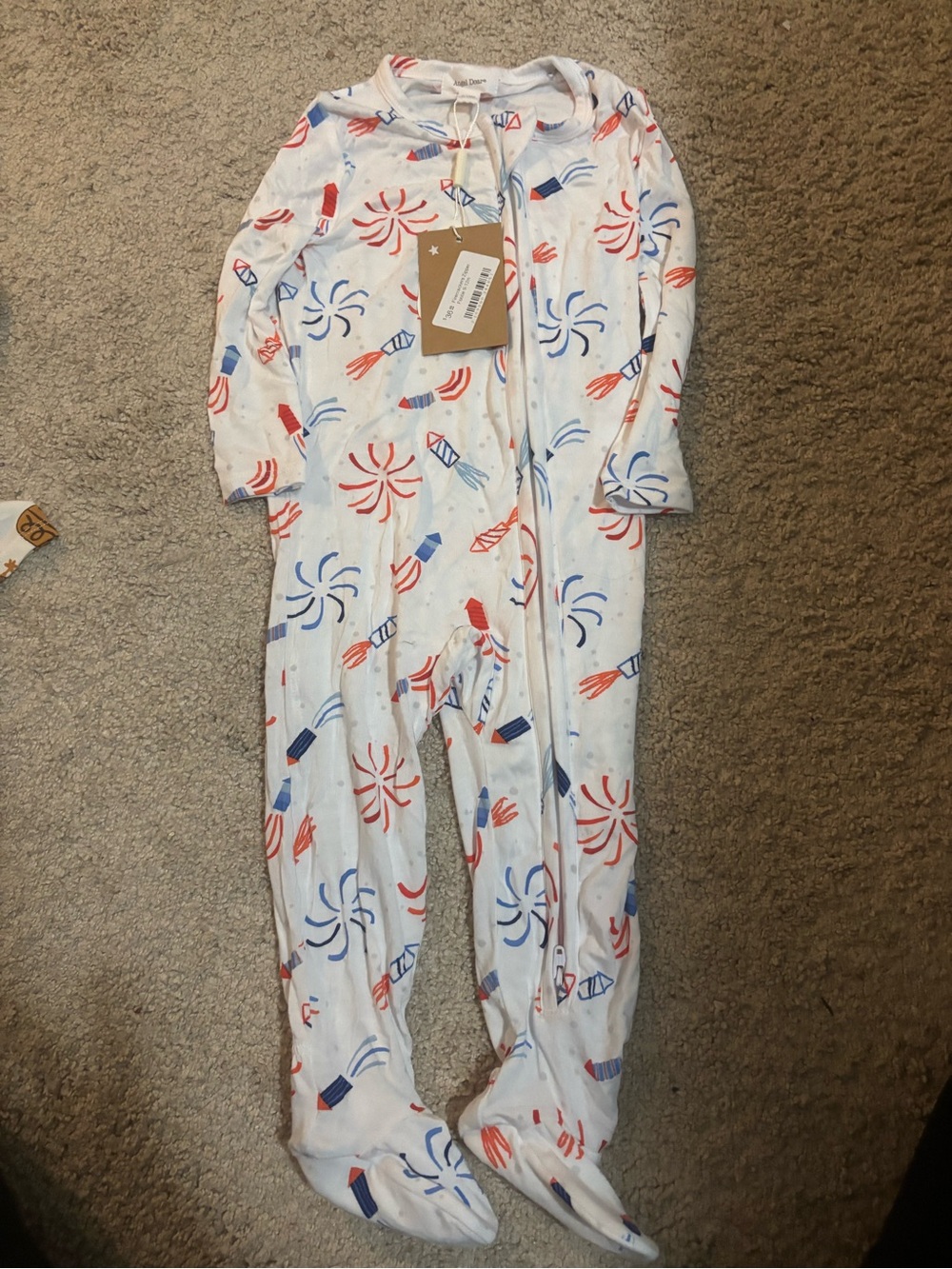 NWT Angel Dear Firecracker Zipper Footie